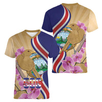Costa Rica Independence Day Women V-Neck T-Shirt 506 Proud Yiguirro With Orchid - Wonder Print Shop