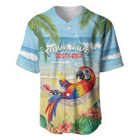 Pura Vida Costa Rica Baseball Jersey Chilling Scarlet Macaw Tropical Vibes - Wonder Print Shop