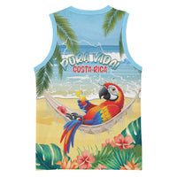 Pura Vida Costa Rica Basketball Jersey Chilling Scarlet Macaw Tropical Vibes - Wonder Print Shop