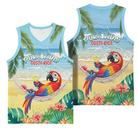 Pura Vida Costa Rica Basketball Jersey Chilling Scarlet Macaw Tropical Vibes - Wonder Print Shop