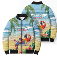 Pura Vida Costa Rica Bomber Puffer Jacket Chilling Scarlet Macaw Tropical Vibes - Wonder Print Shop