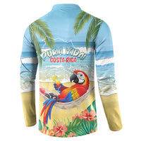 Pura Vida Costa Rica Button Sweatshirt Chilling Scarlet Macaw Tropical Vibes - Wonder Print Shop