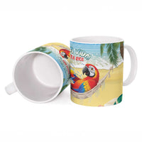 Pura Vida Costa Rica Ceramic Mug Chilling Scarlet Macaw Tropical Vibes - Wonder Print Shop