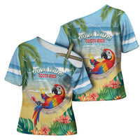 Pura Vida Costa Rica Cross Shoulder Shirt Chilling Scarlet Macaw Tropical Vibes - Wonder Print Shop