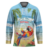 Pura Vida Costa Rica Hockey Jersey Chilling Scarlet Macaw Tropical Vibes - Wonder Print Shop