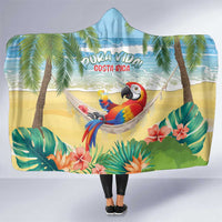 Pura Vida Costa Rica Hooded Blanket Chilling Scarlet Macaw Tropical Vibes - Wonder Print Shop