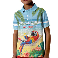 Pura Vida Costa Rica Kid Polo Shirt Chilling Scarlet Macaw Tropical Vibes - Wonder Print Shop