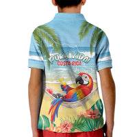 Pura Vida Costa Rica Kid Polo Shirt Chilling Scarlet Macaw Tropical Vibes - Wonder Print Shop