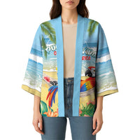 Pura Vida Costa Rica Kimono Chilling Scarlet Macaw Tropical Vibes - Wonder Print Shop