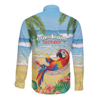 Pura Vida Costa Rica Long Sleeve Button Shirt Chilling Scarlet Macaw Tropical Vibes - Wonder Print Shop
