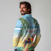 Pura Vida Costa Rica Long Sleeve Polo Shirt Chilling Scarlet Macaw Tropical Vibes - Wonder Print Shop