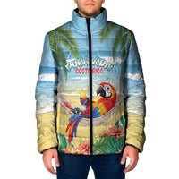 Pura Vida Costa Rica Padded Jacket Chilling Scarlet Macaw Tropical Vibes - Wonder Print Shop