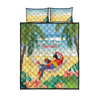 Pura Vida Costa Rica Quilt Bed Set Chilling Scarlet Macaw Tropical Vibes - Wonder Print Shop