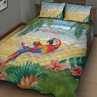 Pura Vida Costa Rica Quilt Bed Set Chilling Scarlet Macaw Tropical Vibes - Wonder Print Shop