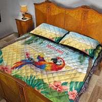 Pura Vida Costa Rica Quilt Bed Set Chilling Scarlet Macaw Tropical Vibes - Wonder Print Shop