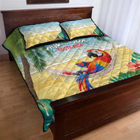 Pura Vida Costa Rica Quilt Bed Set Chilling Scarlet Macaw Tropical Vibes - Wonder Print Shop
