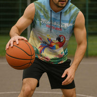 Pura Vida Costa Rica Sleeveless Hoodie Chilling Scarlet Macaw Tropical Vibes - Wonder Print Shop