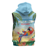 Pura Vida Costa Rica Sleeveless Zip Hoodie Chilling Scarlet Macaw Tropical Vibes - Wonder Print Shop