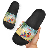 Pura Vida Costa Rica Slide Sandals Chilling Scarlet Macaw Tropical Vibes - Wonder Print Shop