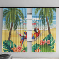 Pura Vida Costa Rica Window Curtain Chilling Scarlet Macaw Tropical Vibes - Wonder Print Shop