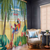 Pura Vida Costa Rica Window Curtain Chilling Scarlet Macaw Tropical Vibes - Wonder Print Shop