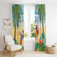 Pura Vida Costa Rica Window Curtain Chilling Scarlet Macaw Tropical Vibes - Wonder Print Shop
