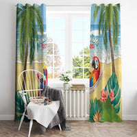 Pura Vida Costa Rica Window Curtain Chilling Scarlet Macaw Tropical Vibes - Wonder Print Shop