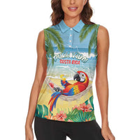 Pura Vida Costa Rica Women Sleeveless Polo Shirt Chilling Scarlet Macaw Tropical Vibes - Wonder Print Shop