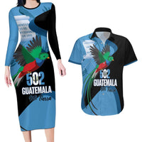 Guatemala Independence Day Couples Matching Long Sleeve Bodycon Dress and Hawaiian Shirt 502 Mi Tierra Resplendent Quetzal - Wonder Print Shop