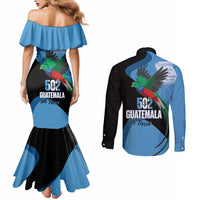 Guatemala Independence Day Couples Matching Mermaid Dress and Long Sleeve Button Shirt 502 Mi Tierra Resplendent Quetzal - Wonder Print Shop