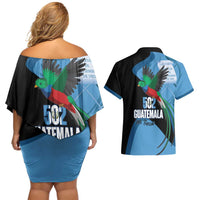Guatemala Independence Day Couples Matching Off Shoulder Short Dress and Hawaiian Shirt 502 Mi Tierra Resplendent Quetzal - Wonder Print Shop