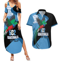 Guatemala Independence Day Couples Matching Summer Maxi Dress and Hawaiian Shirt 502 Mi Tierra Resplendent Quetzal - Wonder Print Shop