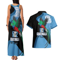 Guatemala Independence Day Couples Matching Tank Maxi Dress and Hawaiian Shirt 502 Mi Tierra Resplendent Quetzal - Wonder Print Shop