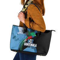 Guatemala Independence Day Leather Tote Bag 502 Mi Tierra Resplendent Quetzal - Wonder Print Shop