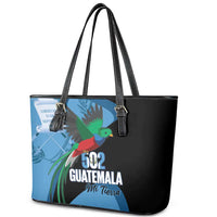 Guatemala Independence Day Leather Tote Bag 502 Mi Tierra Resplendent Quetzal - Wonder Print Shop