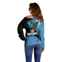 Guatemala Independence Day Off Shoulder Sweater 502 Mi Tierra Resplendent Quetzal - Wonder Print Shop
