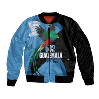 Guatemala Independence Day Sleeve Zip Bomber Jacket 502 Mi Tierra Resplendent Quetzal - Wonder Print Shop
