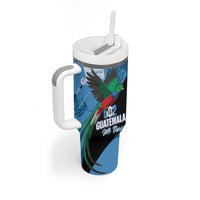 Guatemala Independence Day Tumbler With Handle 502 Mi Tierra Resplendent Quetzal - Wonder Print Shop