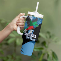 Guatemala Independence Day Tumbler With Handle 502 Mi Tierra Resplendent Quetzal - Wonder Print Shop