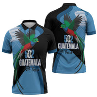 Guatemala Independence Day Zipper Polo Shirt 502 Mi Tierra Resplendent Quetzal - Wonder Print Shop