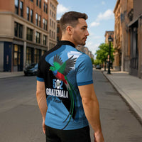 Guatemala Independence Day Zipper Polo Shirt 502 Mi Tierra Resplendent Quetzal - Wonder Print Shop