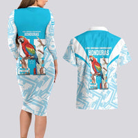 Honduras Independence Day Couples Matching Long Sleeve Bodycon Dress and Hawaiian Shirt 504 Proud Scarlet Macaw - Wonder Print Shop