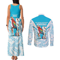 Honduras Independence Day Couples Matching Tank Maxi Dress and Long Sleeve Button Shirt 504 Proud Scarlet Macaw - Wonder Print Shop