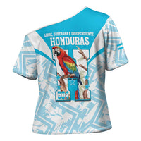Honduras Independence Day Cross Shoulder Shirt 504 Proud Scarlet Macaw - Wonder Print Shop
