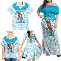Honduras Independence Day Family Matching Off Shoulder Maxi Dress and Hawaiian Shirt 504 Proud Scarlet Macaw - Wonder Print Shop