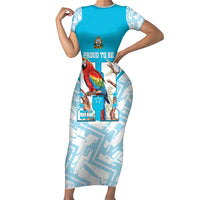 Honduras Independence Day Short Sleeve Bodycon Dress 504 Proud Scarlet Macaw - Wonder Print Shop