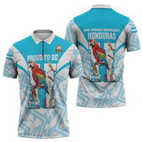 Honduras Independence Day Zipper Polo Shirt 504 Proud Scarlet Macaw - Wonder Print Shop