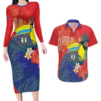Belize Independence Day Couples Matching Long Sleeve Bodycon Dress and Hawaiian Shirt 501 Proud Keel Billed Toucan Tropical - Wonder Print Shop