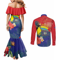 Belize Independence Day Couples Matching Mermaid Dress and Long Sleeve Button Shirt 501 Proud Keel Billed Toucan Tropical - Wonder Print Shop