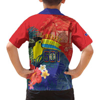 Belize Independence Day Family Matching Long Sleeve Bodycon Dress and Hawaiian Shirt 501 Proud Keel Billed Toucan Tropical - Wonder Print Shop